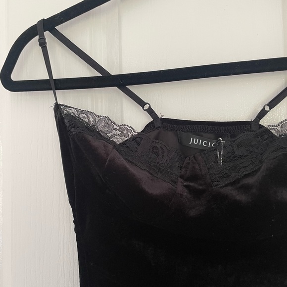 Black Velvet + Lace Mini Dress with cut outs - Picture 2 of 4